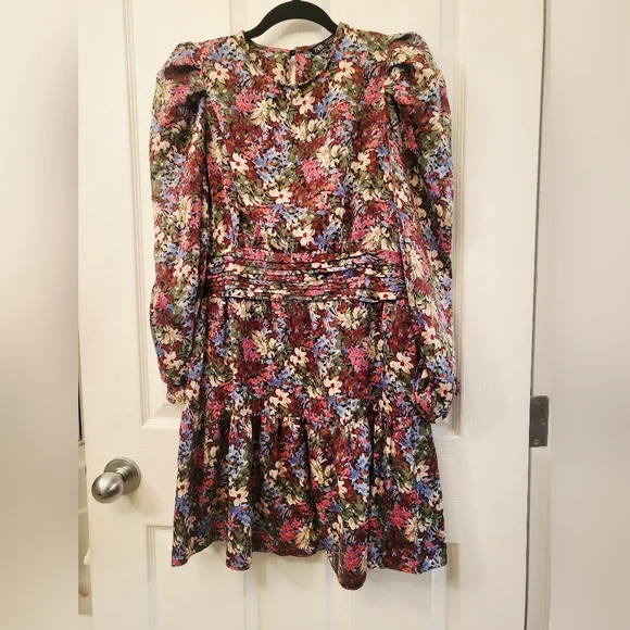 Zara Satin Floral Multicolor Dress, size S - Picture 5 of 12